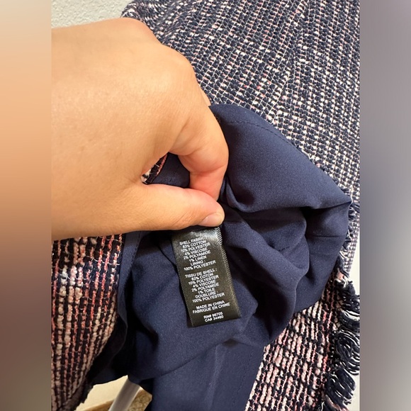 *LIKE NEW* REBECCA TAYLOR Fray-Trimmed Raw Hem Navy Tweed Dress - Picture 10 of 12